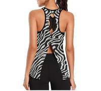 voucong Canotte da donna in tessuto a rete atletica estate ad asciugatura rapida crop camicie per le donne esercizio yoga zebre nero bianco, Strisce bianche nere zebre, M