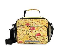 voucong Cartone animato carino pollo giallo Lunch Box con tracolla uomini borse pranzo per la scuola di famiglia