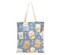 voucong Cartoon Bears Carino Plaids Borse della spesa di tela per la spesa per le donne con tasche con manici riutilizzabile tela Tote Bulk Cool Regali per le amiche femminili