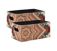 voucong Cestini decorativi in stile bohémien occidentale, stile tribale, vintage, confezione da 2 cestini decorativi per armadio, mensola, comò