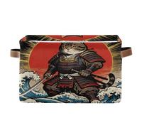 voucong Cestini per gatti samurai giapponesi oceanici marini, confezione da 1, pieghevole e impermeabile, con manico robusto, decorazioni per giocattoli