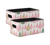 voucong Cestini pieghevoli per albero di Natale ad acquerello, confezione da 2, robusti organizer per armadio, scaffale, comò