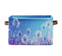 voucong Cestini portaoggetti con fiori viola blu, 1 confezione, pieghevoli e impermeabili per contenitori con manico robusto, sacchetti medi per asciugamani