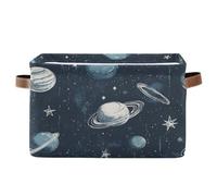 voucong Cestini portaoggetti con pianeta stellato blu-bianco, 1 confezione, pieghevole e impermeabile, cesto portaoggetti con manico robusto, per camera da letto