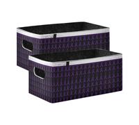 voucong Cestini portaoggetti decorativi in tessuto con bandiera USA e nastro viola, confezione da 2 pezzi, per armadio, mensola, cassettiera