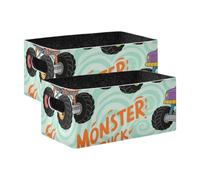 voucong Cestini portaoggetti pieghevoli colorati con mostri dei cartoni animati, confezione da 2 contenitori organizer pieghevoli per libri di trucco mensole soggiorno