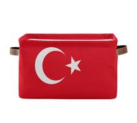 voucong Cestini portaoggetti rossi turchi con bandiera della Turchia, 1 confezione, pieghevoli e impermeabili, con manico robusto, piccoli per abbigliamento