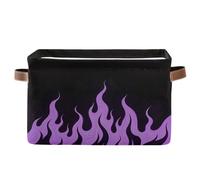 voucong Cestino portaoggetti nero fluorescente con fiamma fredda, viola, 1 confezione, pieghevole e impermeabile, con manico robusto, decorazione per maglione