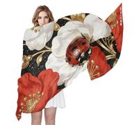 voucong Coccinelle rosse e fiori sciarpa di seta 70 "x 35" sciarpa per capelli elegantes per le donne per la primavera bufandas para mujer elegantes