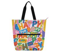 voucong Colorato Cartoon Felice Decor Bambini Tote Borse per Bambini Ragazzi Ragazze Resistente all'acqua Tote Bag Resuable Borsa della spesa con Cerniera per la Scuola Shopping Drogheria