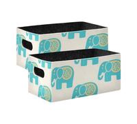 voucong Confezione da 2 contenitori decorativi a forma di cubo di elefante, in stile bohémien, grandi, per armadi, scaffali e libri