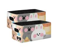 voucong Confezione da 2 cubi portaoggetti a forma di animali carini in stile cartone animato, organizer per vestiti, jeans, libri