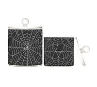 voucong Contenitori in plastica trasparente con ragnatela nera per la conservazione con coperchio Office Essentials Contenitore decorativo per graffette, confezione da 2