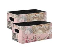 Voucong - Contenitori pieghevoli in tessuto Maine Coon Cats in oro rosa, confezione da 2 contenitori per vestiti armadio