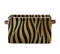 voucong Cool Black Gold Zebre Stripe cestini portaoggetti 1 confezione, organizer pieghevole e impermeabile e cesto portaoggetti con manico robusto organizzatore cassa per scaffali