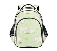 voucong Cool Zaini per bambini Ragazzo/Ragazza Toy Bag Ragazzi Casual Spalla Daypack 43,2 cm M Size Carino Bianco Animale Elefante Verde