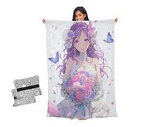 voucong Coperta da donna carina coperta sposa bellezza viola ragazze coperte per divano regali per uomini donne