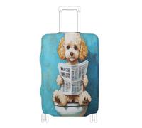 voucong Copertura elastica extra large per bagagli, antigraffio, adatta per cani carini da 45 a 81 cm, per WC retrò leggere giornali, Cute Dogs Retro Toilette Leggi il giornale, L 26-28 in, Classico