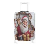 voucong Copertura elastica per bagagli, adatta per valigie, 45-81 cm, illusione ottica 3D, decorazione da parete con Babbo Natale, 3D Optical Illusion Wall Art Babbo Natale, L 26-28 in, Classico