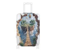 voucong Copertura elastica per bagagli, antigraffio, accessorio da viaggio, adatto per 45-81 cm, 3D, ponte in legno, isola colorata, Isola ottica del ponte di legno 3d variop, L 26-28 in, Classico