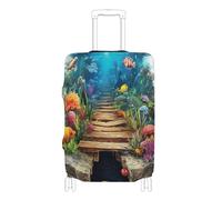 voucong Copertura elastica per bagagli, antigraffio, per valigie, accessori da viaggio, adatta per 45-81 cm, foro 3D, paesaggio subacqueo bianco, Paesaggio subacqueo della parete bianca del foro 3d, S
