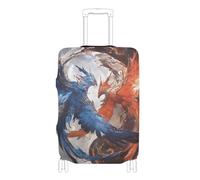 voucong Copertura elastica per bagagli da viaggio, antigraffio, adatta per valigie da 45-81 cm, colore: rosso e blu Ice and Fire Phoenix, Fenice di ghiaccio e fuoco rosso e blu, XL 29-32 in, Classico
