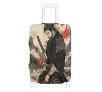 voucong Copertura elastica per bagagli da viaggio antigraffio coperture per valigie Baggage Protector Fit 18-32 Inch Japanese Samurai Maple Leaf Wave, Onda giapponese Samurai Foglia d'Acero, L 26-28