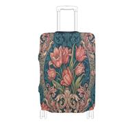 voucong Copertura elastica per bagagli da viaggio per valigia, copertura elastica per bagagli, adatta a tulipani rosa vintage da 45-81 cm, William Morris, Vintage Tulipani rosa William Morris, S 18-20