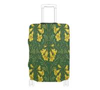 voucong Copertura elastica per bagagli, per valigie e bagagli, adatta a William Morris da 45 a 81 cm, con fiori gialli e sambuco verde, William Morris Yellow Elder Fiori Verde, S 18-20 in, Classico