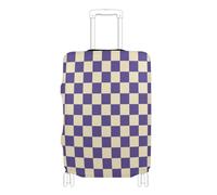voucong Copertura elastica per bagagli, resistente ai graffi, adatta per bagagli da 45,7 a 81,7 cm, motivo scozzese americano viola e bianco, Plaid americano viola e bianco, S 18-20 in, Classico