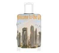 voucong Copertura elastica per bagagli, resistente ai graffi, adatta per valigie da viaggio, 45-81 cm, benvenuti nel Regno Unito, Benvenuti nel Regno Unito Scenery Culture, S 18-20 in, Classico