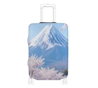 voucong Copertura elastica per valigia, adatta per valigie da 45-81 cm, blu e bianco, con fiori di ciliegio giapponese Monte Fuji, Blu e Bianco Giapponese Monte Fuji Fiori Di Ciliegio, XL 29-32 in
