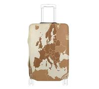 voucong Copertura elastica per valigia, lavabile, adatta per valigie da 45-81 cm, con mappa retrò europea continentale, marrone, Mappa retrò continentale europea marrone, L 26-28 in, Classico
