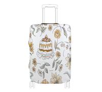 voucong Copertura elastica per valigie, antigraffio, adatta per valigie da 45-81 cm, stile William Morris, linee semplici, graziosa torta di compleanno floreale, William Morris Style Simple Lines Cute