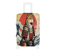 voucong Copertura elastica per valigie lavabile, accessorio da viaggio, adatto per cani samurai giapponesi oceanici da 45-81 cm, Cane samurai delle onde del mare dell'oceano giapponese, L 26-28 in