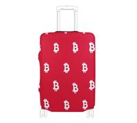 voucong Copertura per bagagli in tessuto elastico per valigie, accessori da viaggio, adatta a 45-81 cm, colore bianco con simbolo Bitcoin rosso, Segno Bitcoin Bianco Rosso, L 26-28 in, Classico