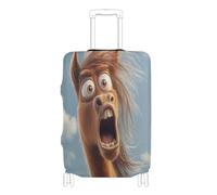 voucong Copertura per bagagli in tessuto elastico resistente ai graffi adatta per valigie da 45-81 cm con motivo divertente con cavalli, Cartone animato divertente cavallo paura, M 22-24 in, Classico