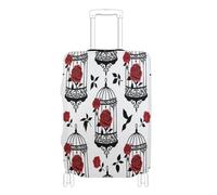 voucong Coperture elastiche per bagagli resistenti ai graffi per valigie Valigie Protector Fit 45-81 cm gotico rosso e nero Halloween Rose Bird Cage, Gabbia per uccelli gotica rossa e nera per