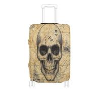 voucong Coperture elastiche per valigie antigraffio valigie copertura valigia Protector Fit 18-32 pollici gioco mappa del tesoro pirati, Gioco Mappa del tesoro Pirati, L 26-28 in, Classico
