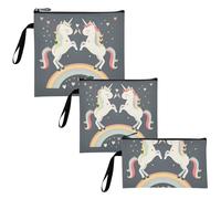 voucong Coppia di unicorni arcobaleno grigio confezione da 3 borse riutilizzabili per bambini borsa da viaggio portatile per donne ragazze viaggio