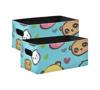 voucong Cubi portaoggetti in tessuto blu a forma di animali in stile cartone animato, confezione da 2, grandi, decorativi per abbigliamento, jeans, libri