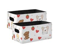 voucong Cubi portaoggetti pieghevoli a forma di cucciolo di cartone animato, confezione da 2 contenitori pieghevoli per libri di trucco, scaffali per soggiorno