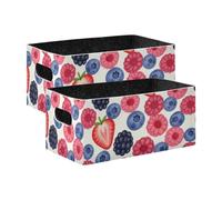 voucong Cubi portaoggetti pieghevoli in tessuto per acquerelli, fragole, frutta, confezione da 2 pezzi, organizer per armadio per camera da letto, soggiorno, bagno, mensole