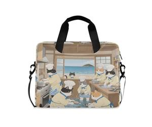 voucong Custodia per computer portatile a tracolla Messenger con manico e tracolla per tablet da 15,6 pollici borsa da trasporto borsa da trasporto gatto giapponese chef mare