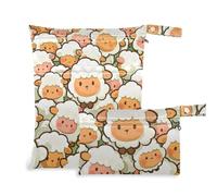 voucong Cute Cartoon Sheep Zip Baby Wet Bag 2 Pack Travel Essentials per volare con manici per palestra