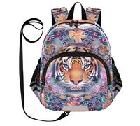 voucong Cute Ears Boho Style Flower Floral Yellow Tigers Toddler Backpack Leash Little Girls Anti-perso Personalizzato Mini Bookbag con Striscia Riflettente