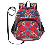 voucong Cute Ears Vintage Flower Pattern Rosso e Blu Daycare Zaino Guinzaglio Bambini Ragazzo/Ragazza Anti-Perso Personalizzato Bambino Bookbag con Striscia Riflettente
