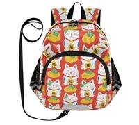 voucong Cute Ears, zaino rosso con gatto fortunato giapponese, per asilo nido, per ragazze fresche anti-smarrimento, personalizzato, con striscia riflettente