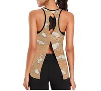 voucong Donne Active Wear Top Mesh Tessuto Trendy & Casual Manica Dry Fit Camicie Running Muscle Tank Yoga Camicie Dolce, Sweet Cats Oro Rosa, M