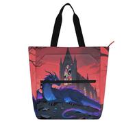 voucong Dream Castle Dragon - Borsa per libri per bambini, studenti, adulti, impermeabile, riutilizzabile, per scuola, lavoro, viaggi